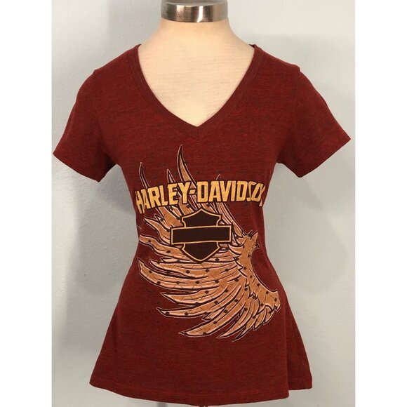 Harley-Davidson Women Medium Tee Shirt With Wing Graphic & Des Moines Iowa - Picture 1 of 6